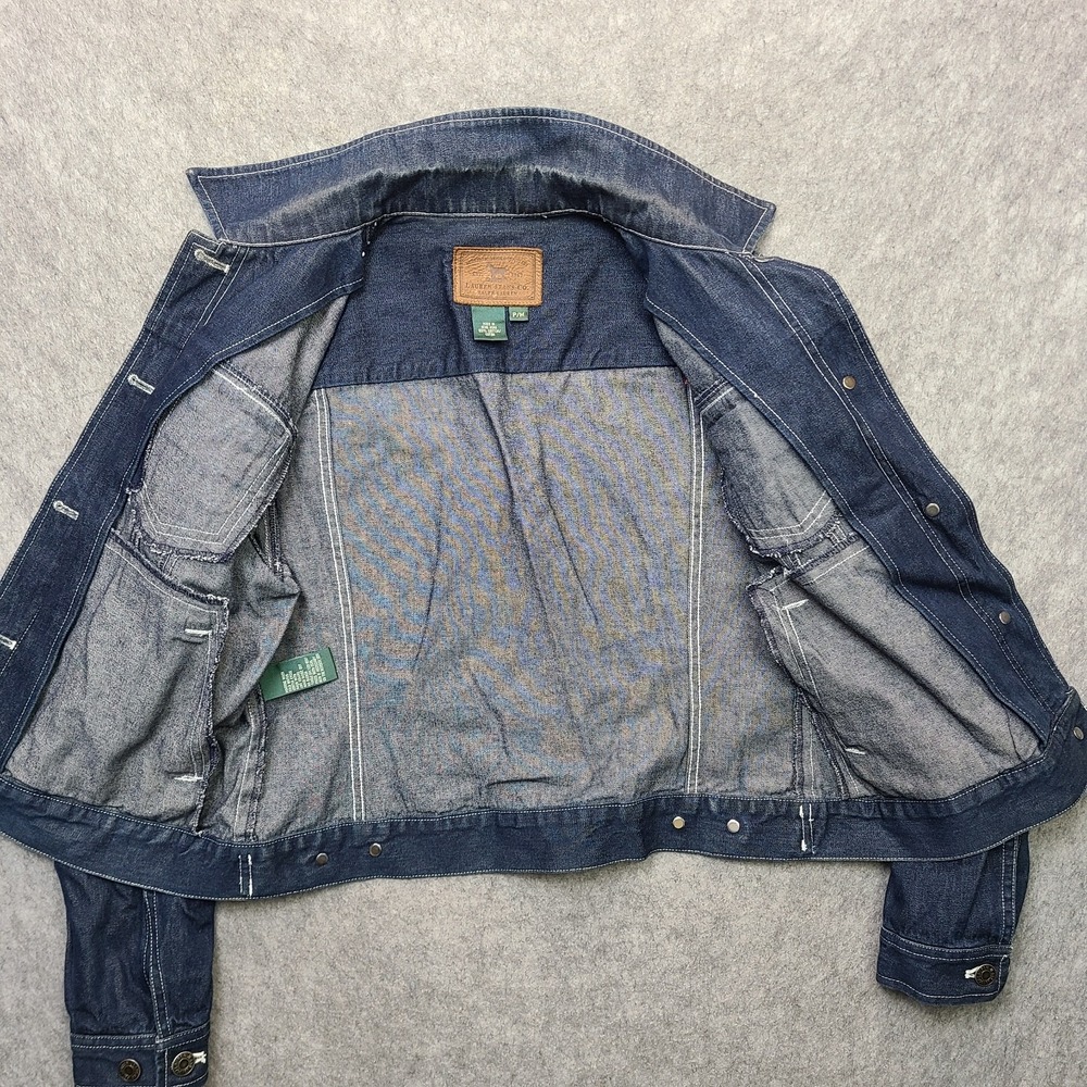 Vintage‎ Lauren Ralph Lauren Trucker Jacket Women's Petite M Blue Denim Y2K - Picture 3 of 10